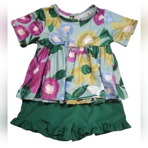 Dk Green Floral short set